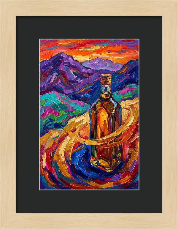 Olive Oil Bottle In Vibrant Landscape