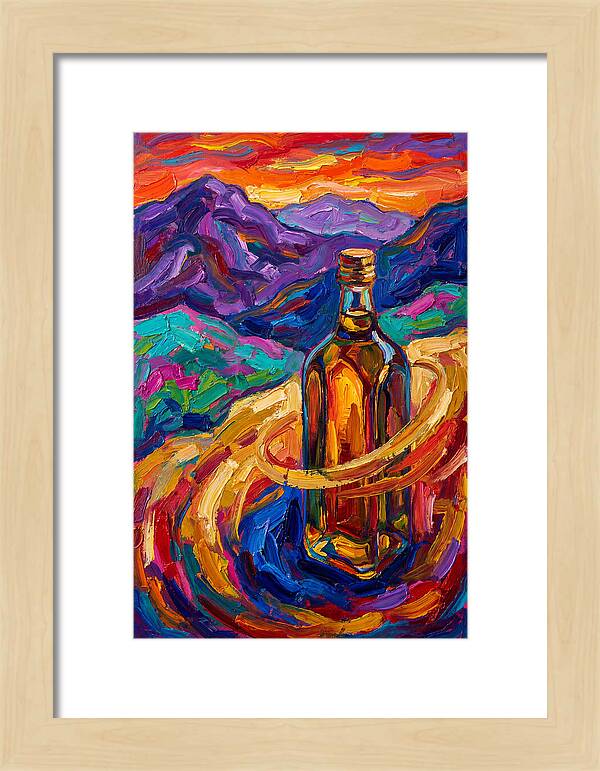 Olive Oil Bottle In Vibrant Landscape