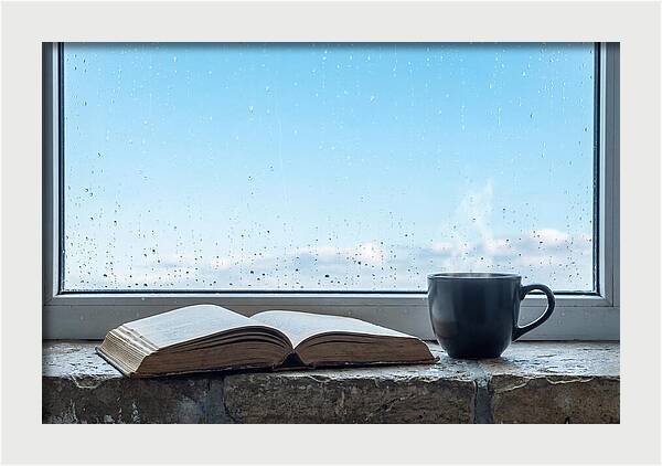 Open Book And Steaming Cup