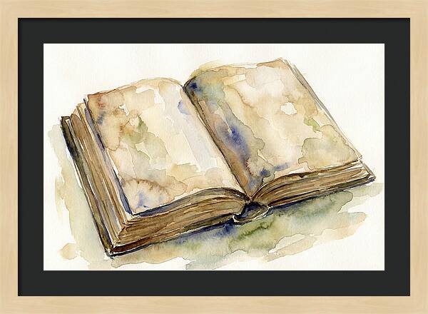 Open Book In Watercolor