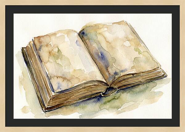 Open Book In Watercolor