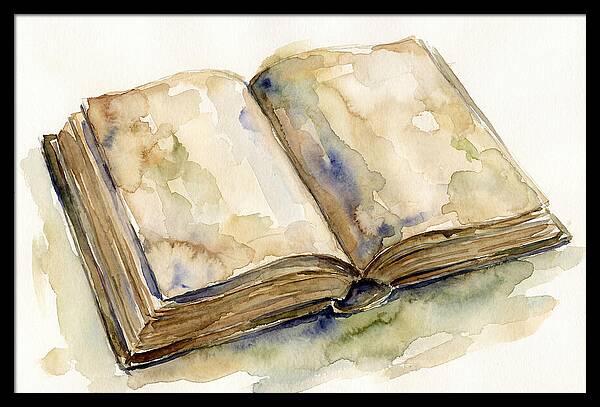 Open Book In Watercolor