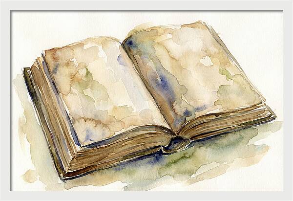 Open Book In Watercolor
