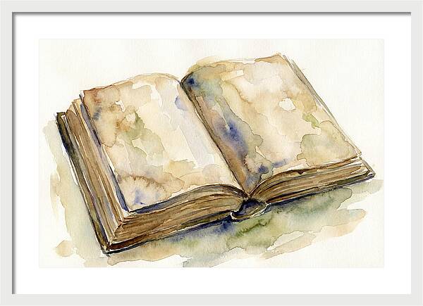 Open Book In Watercolor