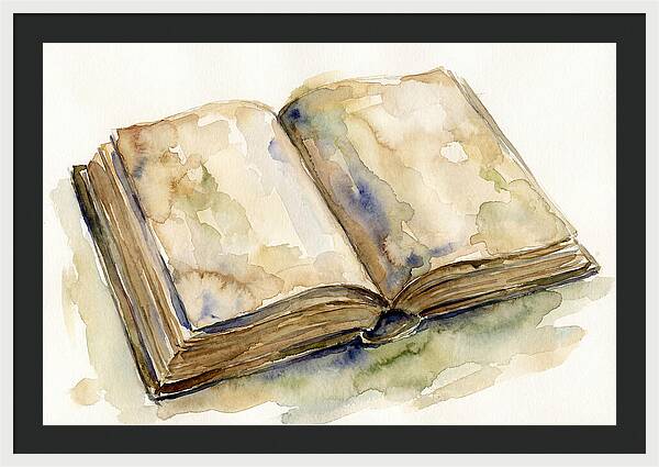 Open Book In Watercolor