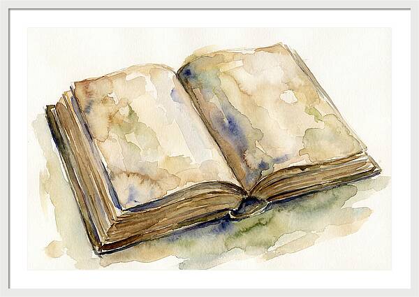 Open Book In Watercolor