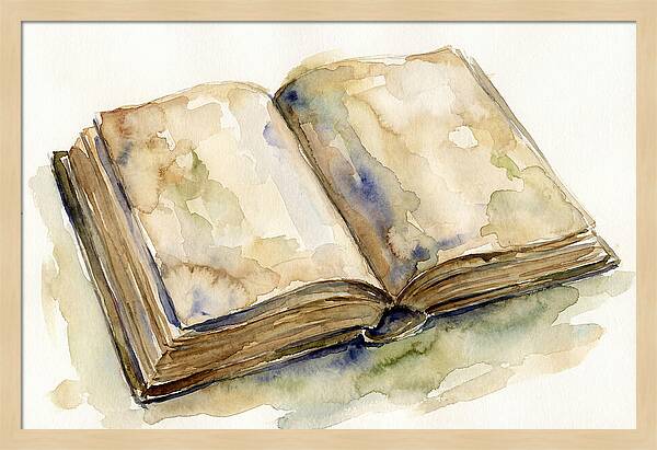 Open Book In Watercolor