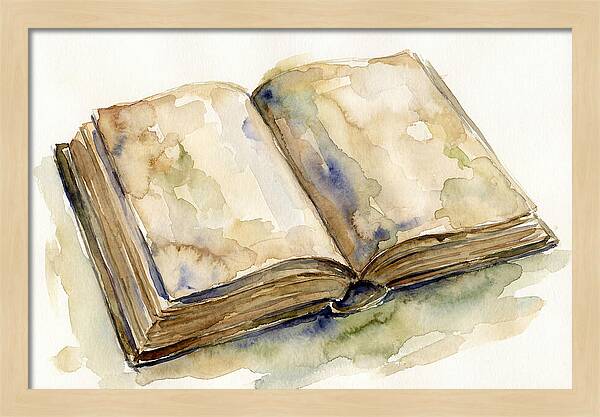 Open Book In Watercolor