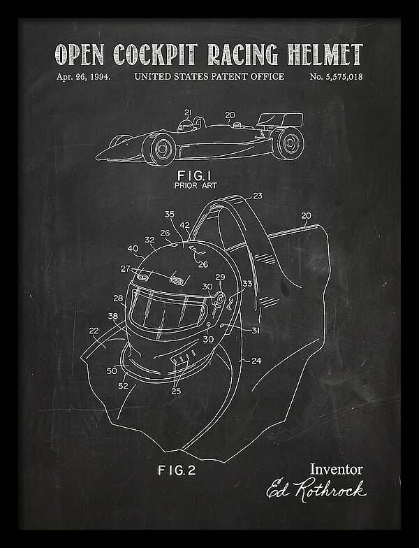 Open Cockpit Racing Helmet Chalkboard Patent Us5575018a