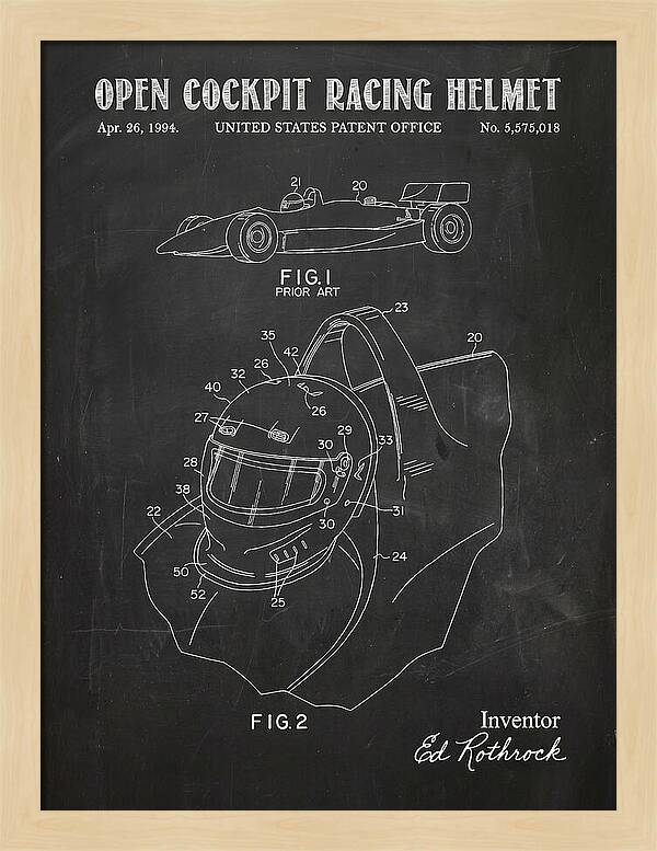 Open Cockpit Racing Helmet Chalkboard Patent Us5575018a