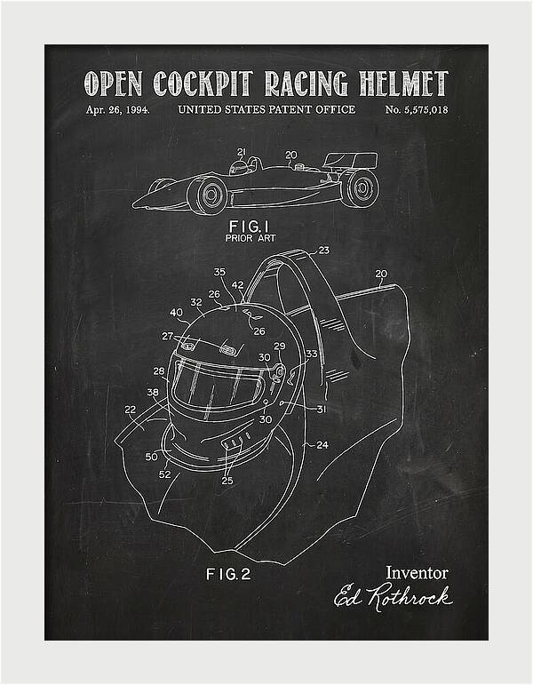 Open Cockpit Racing Helmet Chalkboard Patent Us5575018a
