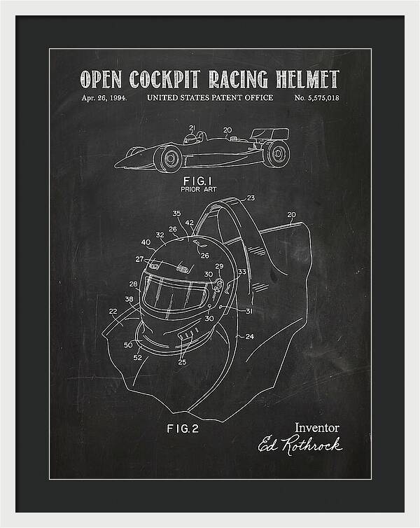 Open Cockpit Racing Helmet Chalkboard Patent Us5575018a