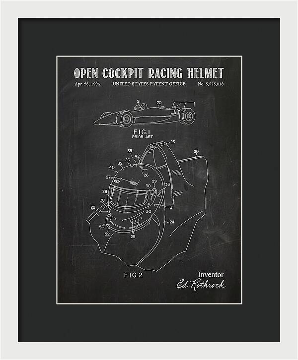 Open Cockpit Racing Helmet Chalkboard Patent Us5575018a