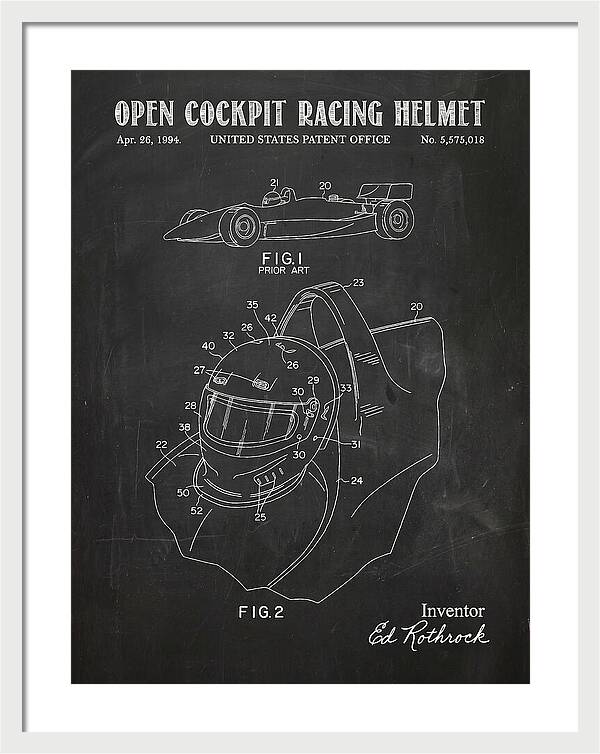 Open Cockpit Racing Helmet Chalkboard Patent Us5575018a