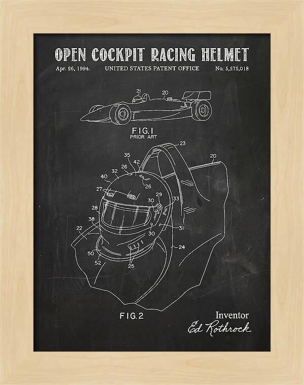 Open Cockpit Racing Helmet Chalkboard Patent Us5575018a