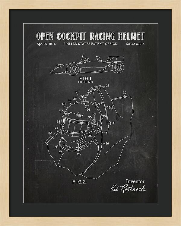 Open Cockpit Racing Helmet Chalkboard Patent Us5575018a