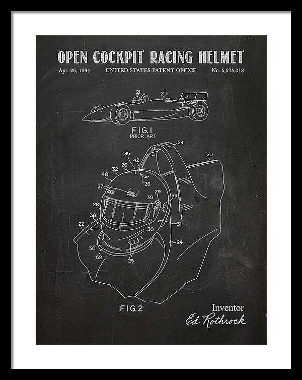 Open Cockpit Racing Helmet Chalkboard Patent Us5575018a