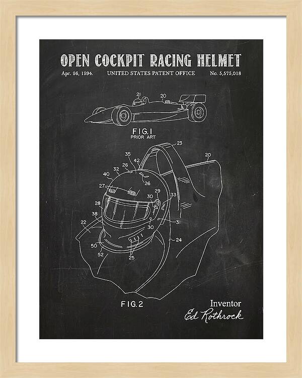 Open Cockpit Racing Helmet Chalkboard Patent Us5575018a
