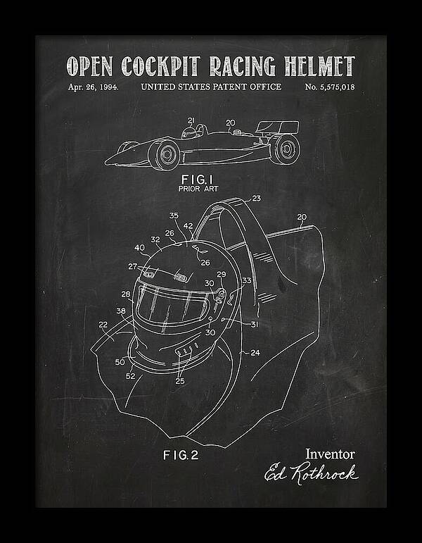 Open Cockpit Racing Helmet Chalkboard Patent Us5575018a