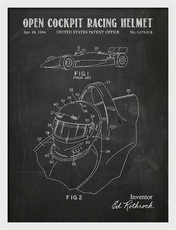 Open Cockpit Racing Helmet Chalkboard Patent Us5575018a