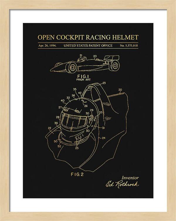 Open Cockpit Racing Helmet Gold Patent Us5575018a