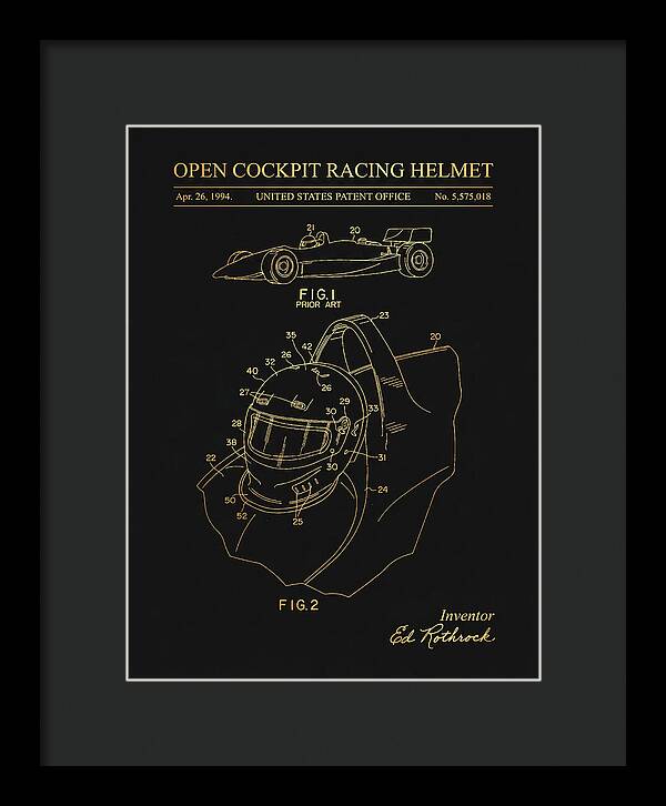 Open Cockpit Racing Helmet Gold Patent Us5575018a