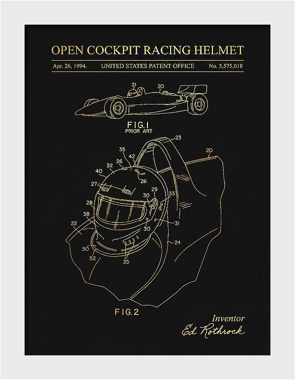Open Cockpit Racing Helmet Gold Patent Us5575018a