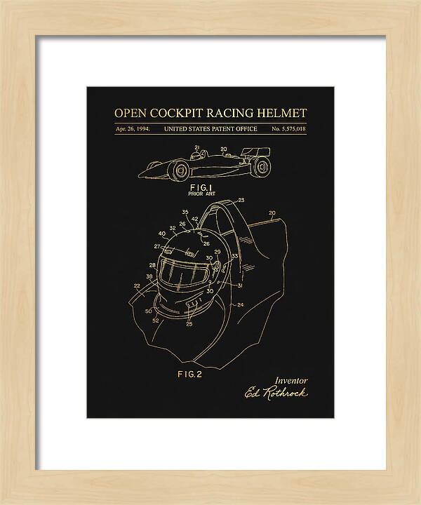 Open Cockpit Racing Helmet Gold Patent Us5575018a