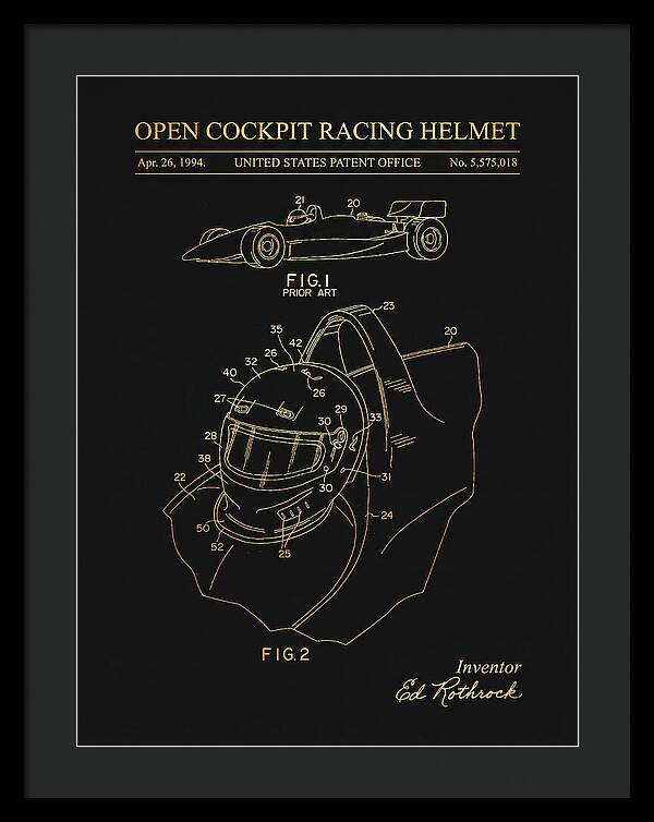 Open Cockpit Racing Helmet Gold Patent Us5575018a