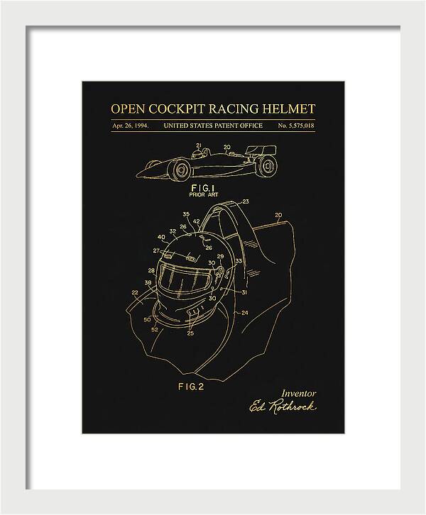 Open Cockpit Racing Helmet Gold Patent Us5575018a