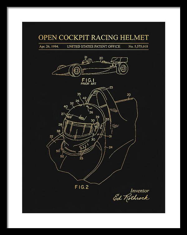 Open Cockpit Racing Helmet Gold Patent Us5575018a