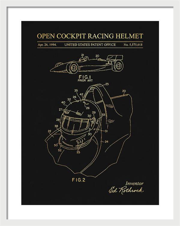 Open Cockpit Racing Helmet Gold Patent Us5575018a