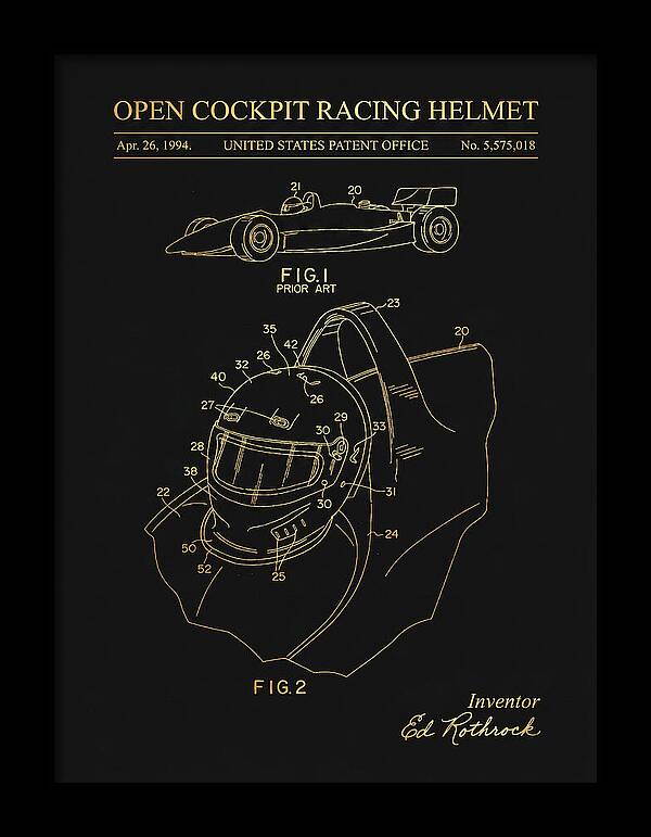 Open Cockpit Racing Helmet Gold Patent Us5575018a