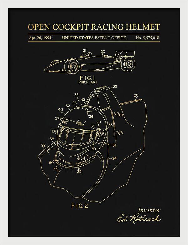 Open Cockpit Racing Helmet Gold Patent Us5575018a