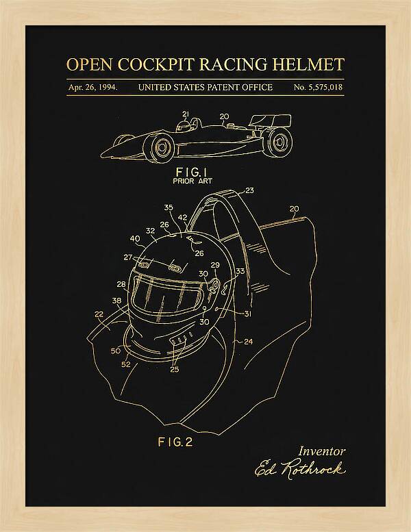 Open Cockpit Racing Helmet Gold Patent Us5575018a