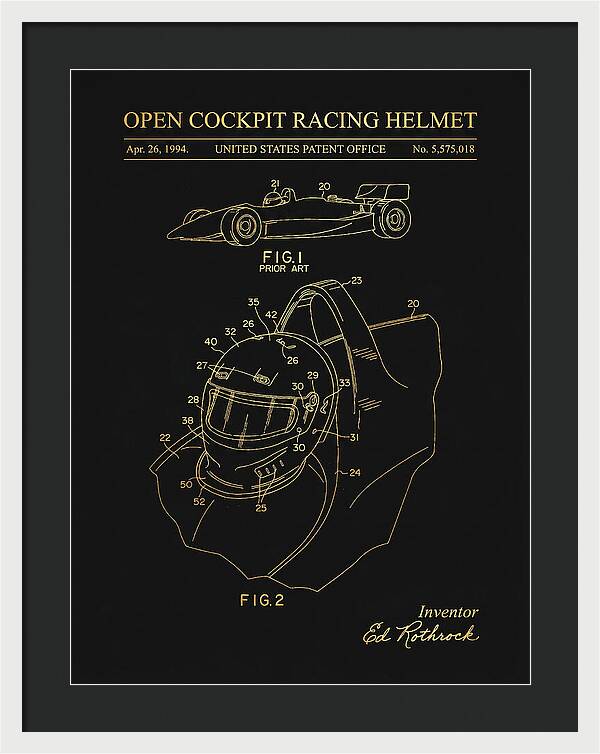 Open Cockpit Racing Helmet Gold Patent Us5575018a