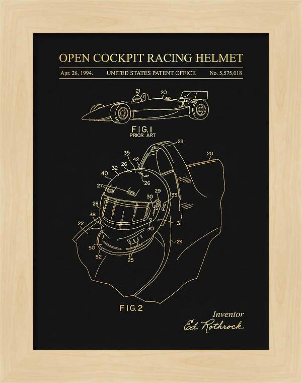 Open Cockpit Racing Helmet Gold Patent Us5575018a
