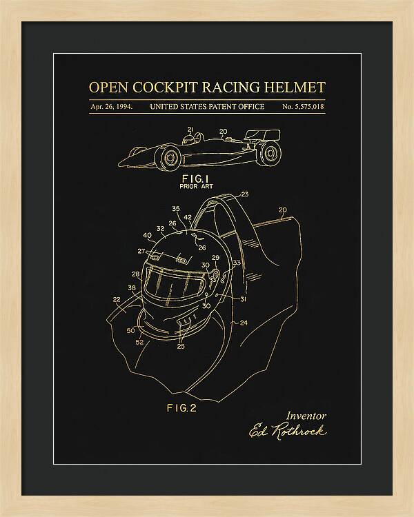 Open Cockpit Racing Helmet Gold Patent Us5575018a