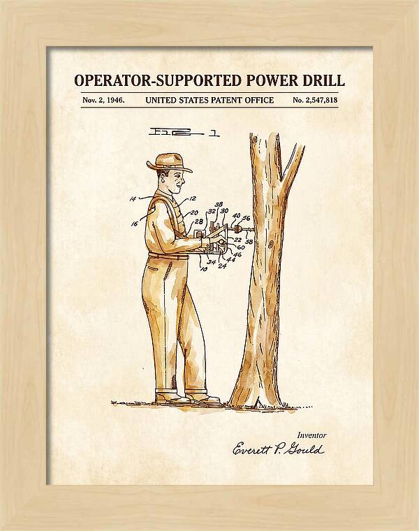 Operator Supported Power Drill Watercolor Patent Us2547818a