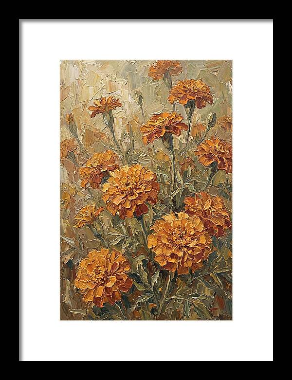 Orange Marigolds Basking In Sun