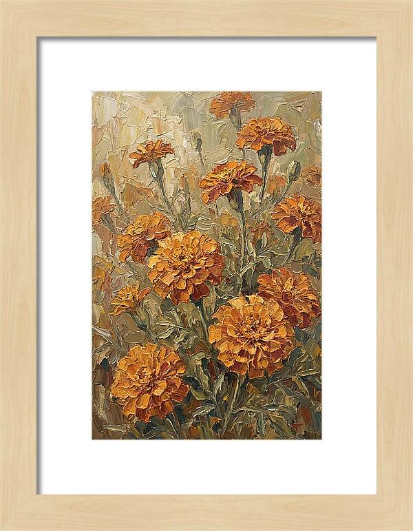 Orange Marigolds Basking In Sun