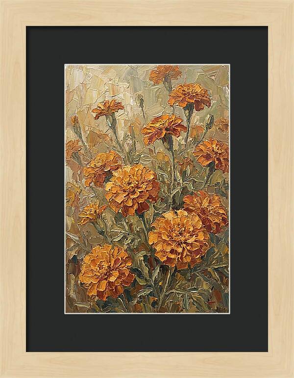 Orange Marigolds Basking In Sun