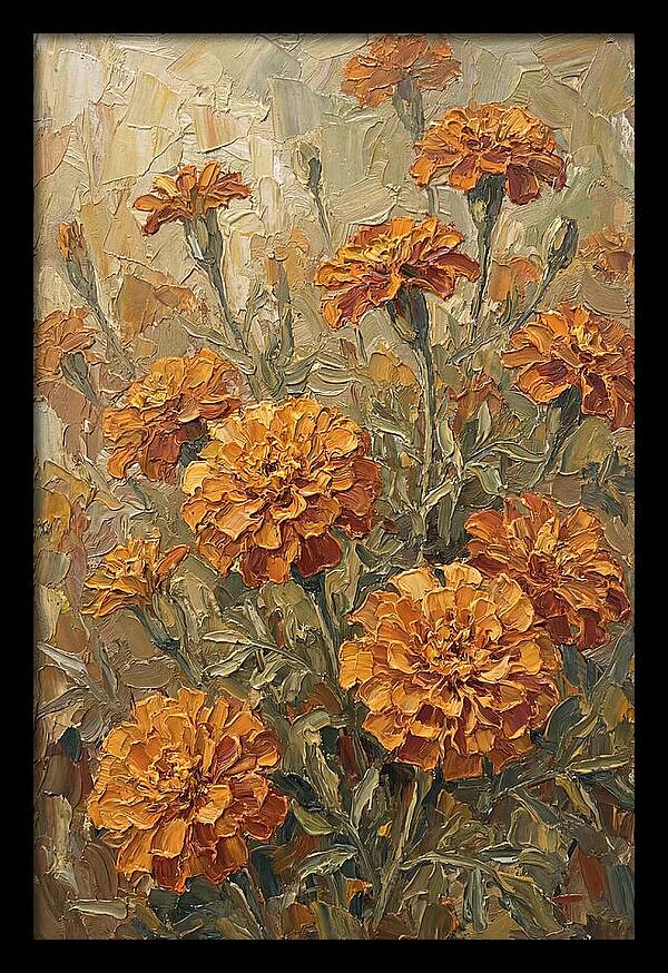Orange Marigolds Basking In Sun