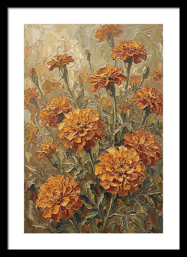 Orange Marigolds Basking In Sun