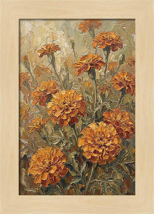 Orange Marigolds Basking In Sun