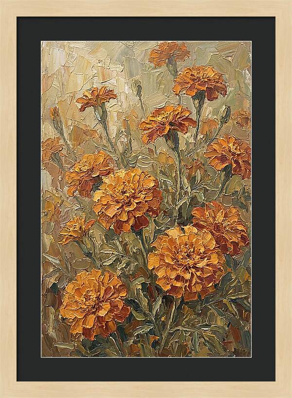 Orange Marigolds Basking In Sun