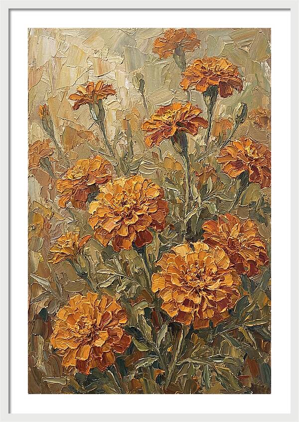 Orange Marigolds Basking In Sun