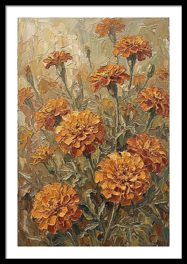 Orange Marigolds Basking In Sun