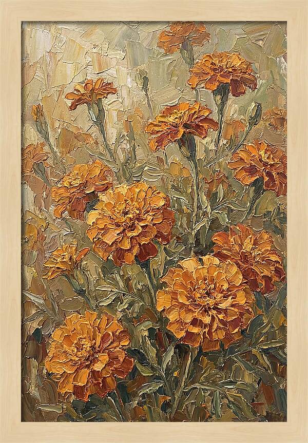 Orange Marigolds Basking In Sun