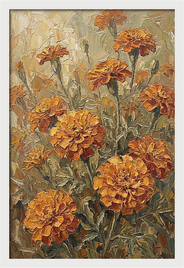 Orange Marigolds Basking In Sun